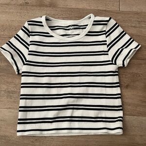 Black and White Stripe Crop Top